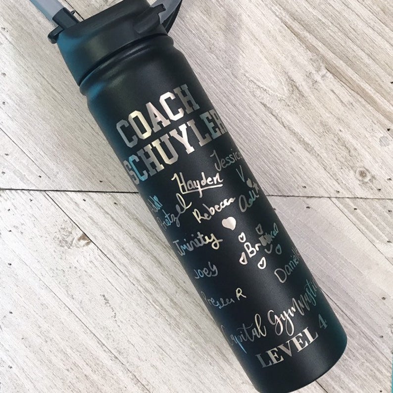 Stainless steel 20 oz sports bottle with custom engraving